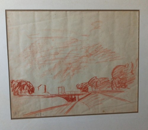 Achille Funi Paesaggio Disegno A Matita Del ,1924 Più Cornice - Foto 4 di 4