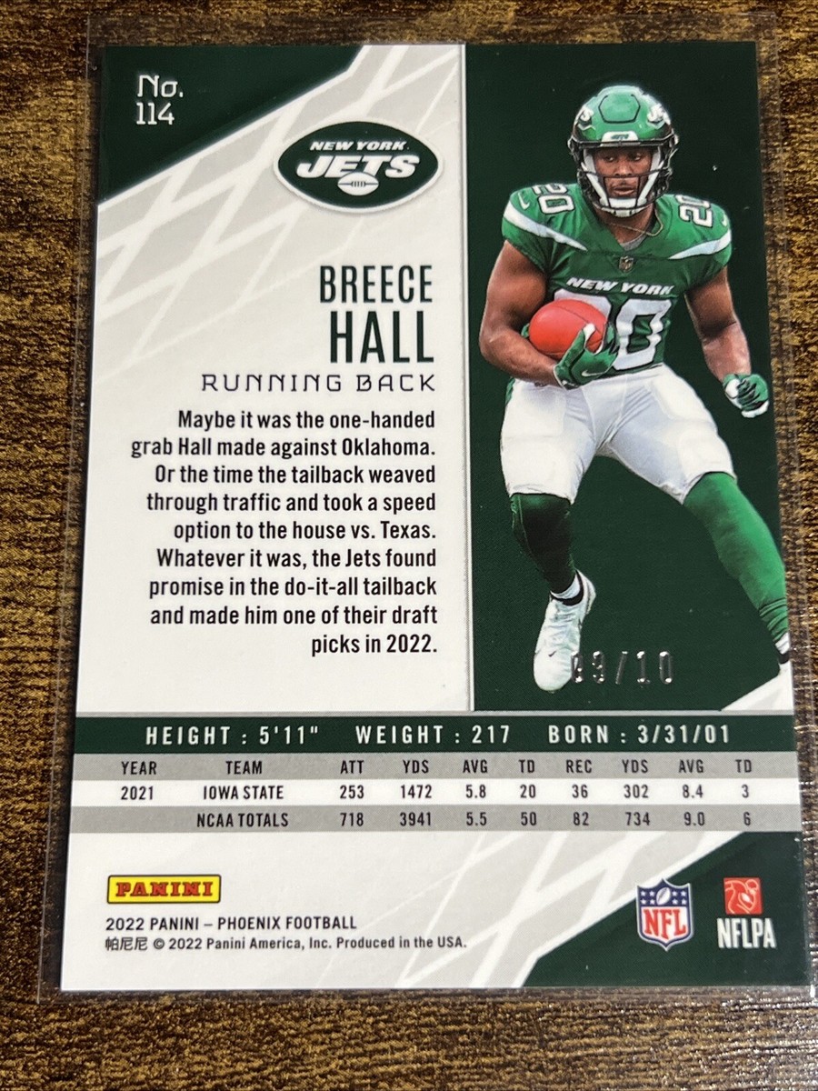 BREECE HALL 2022 Panini Phoenix Rookie Red Mojo /10 #114 Jets RC