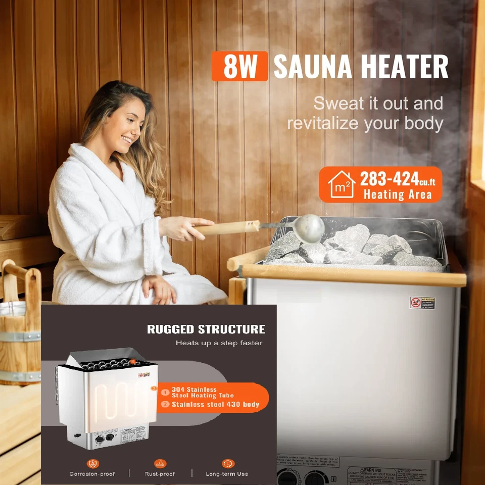 8KW Elektrischer Saunaofen Saunaheizung mit integrierte Steuerung für 8–12m³ - Bild 2 von 4