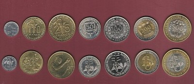 WEST AFRICAN STATES 5-500 Francs  7 pc Coin set KM 2-19 UNCIRCULATED
