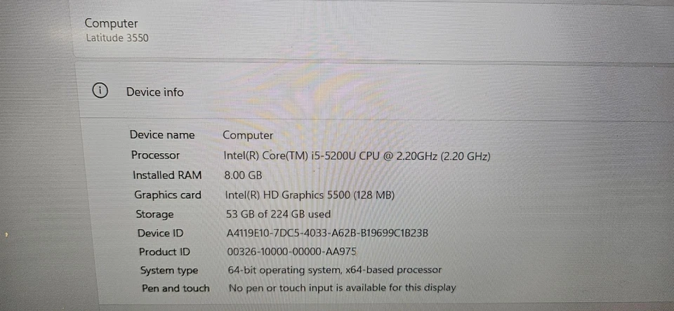 Dell Latitude 3550 · i5-5200U · 8GB · 240GB, photo 4 of 5