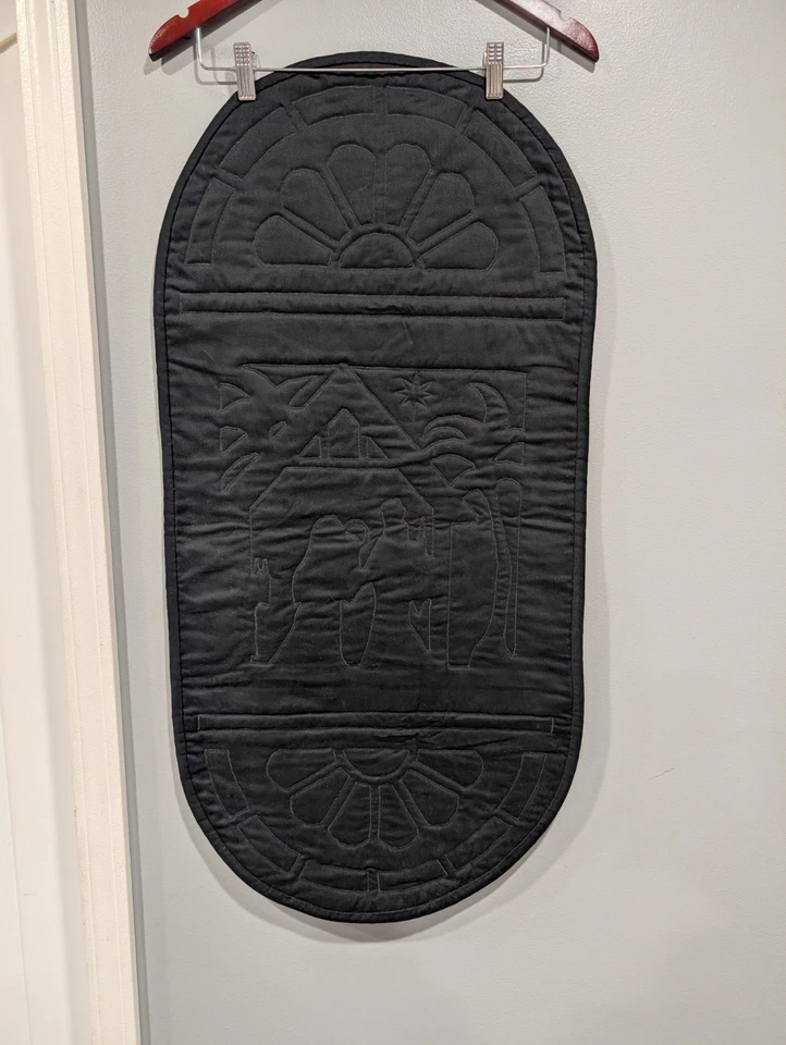 Nativity Table-Runner Wall Hanging Stained Glass Look Christmas Colorful 38x18 - Image 3 of 4