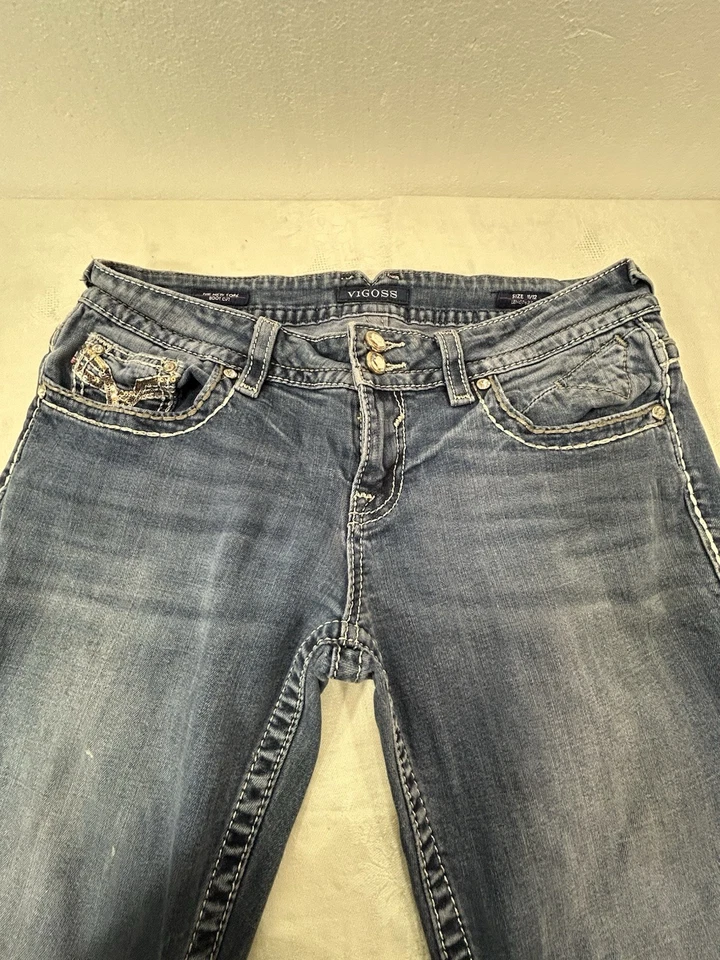 Vigoss Women’s Size 11/12 The New Yor Boot Cut Embellished Denim Jeans Length 33 - Image 2 of 4