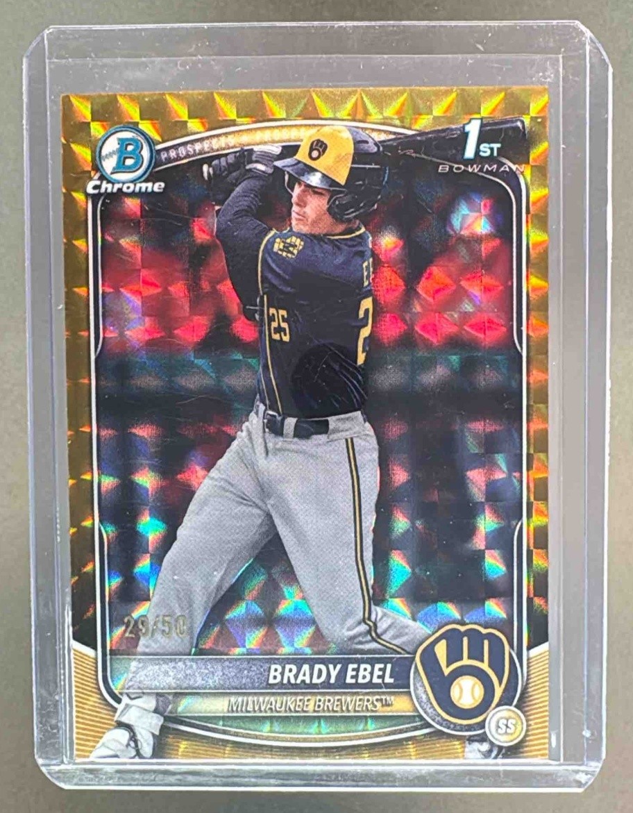 Brady Ebel 2025 Bowman Draft #BDC-194 Gold Geometric Refractor Chrome 1st RC /50