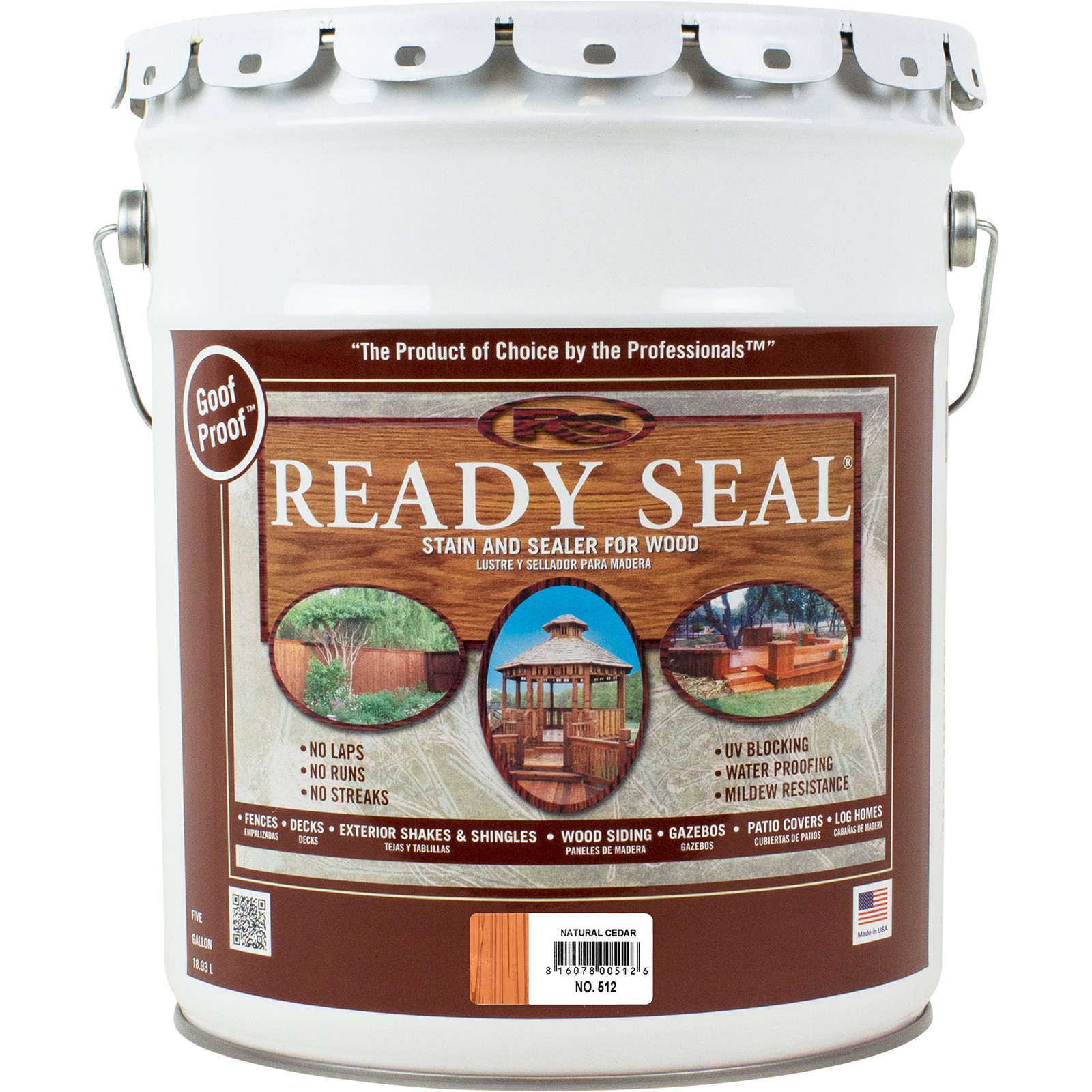 READY SEAL Exterior Wood Stain and Sealer, 5-Gal., Natural Cedar,