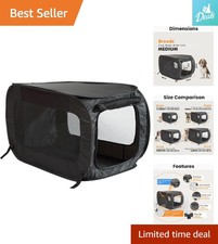 Elegant Collapsible Pet Crate with Mesh Windows - Ideal for Medium Dogs Cats