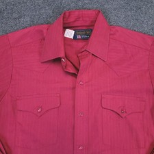 VTG Panhandle Slim Western Shirt Mens 15 33 Cranberry Pearl Snap Tonal USA Made