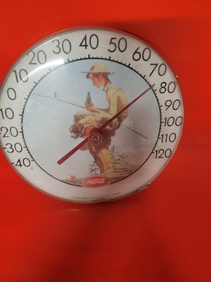 Coca Cola Thermometer Norman Rockwell Fishing Boy Tru Temp Jumbo Vtg TCA Coke