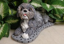 Shih-tzu Concrete Statue Pet Loss Memorial Stone Garden Decor Custom Painted