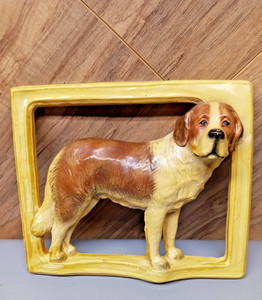 Vintage Mortens Studio Saint Bernard 60's Wall Plaque Dog K-9 Collectible 8"x7"