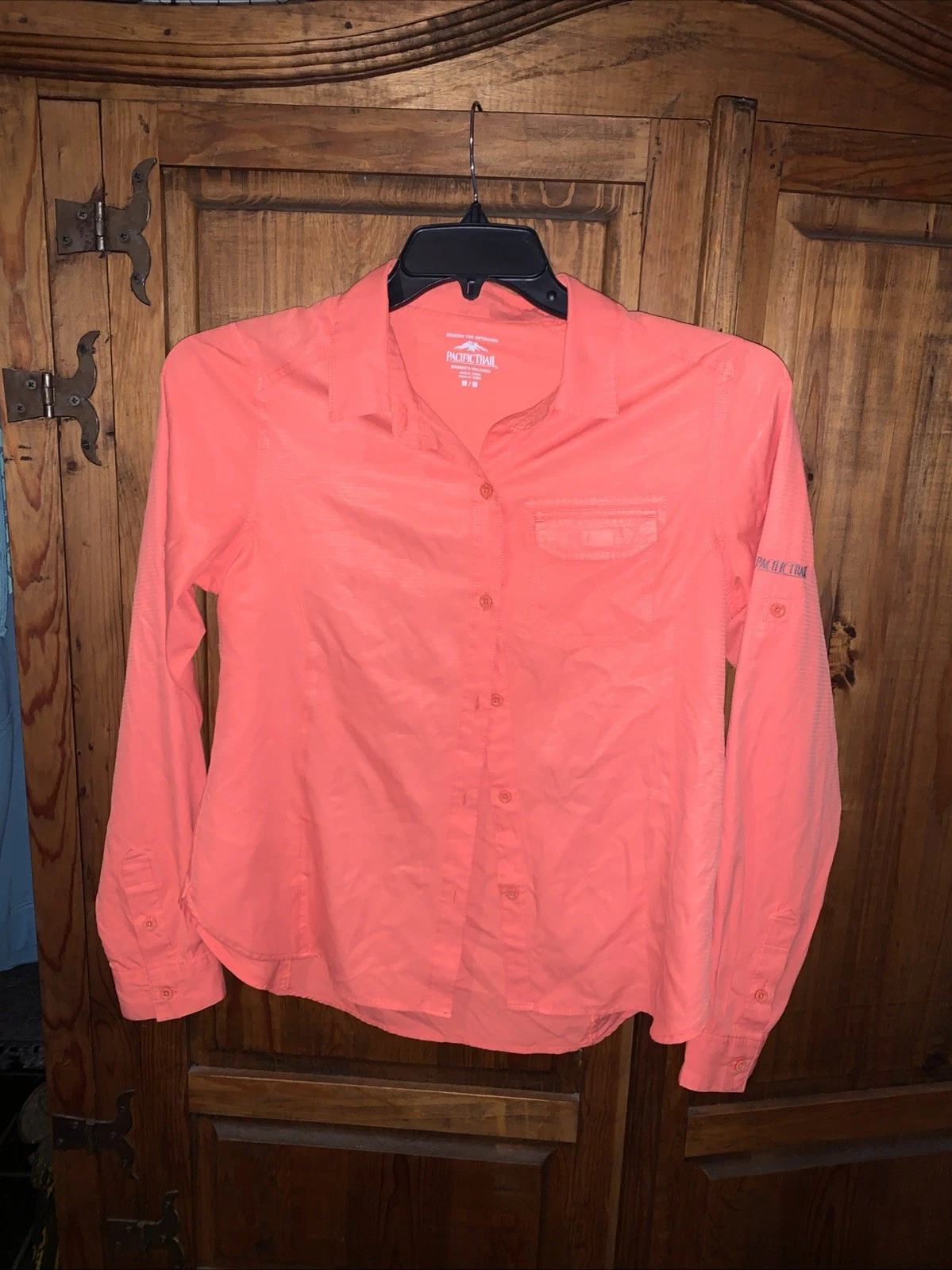 Pacific Trail Womens Outdoor Shirt Sun Protection Orange Long Sleeve Med