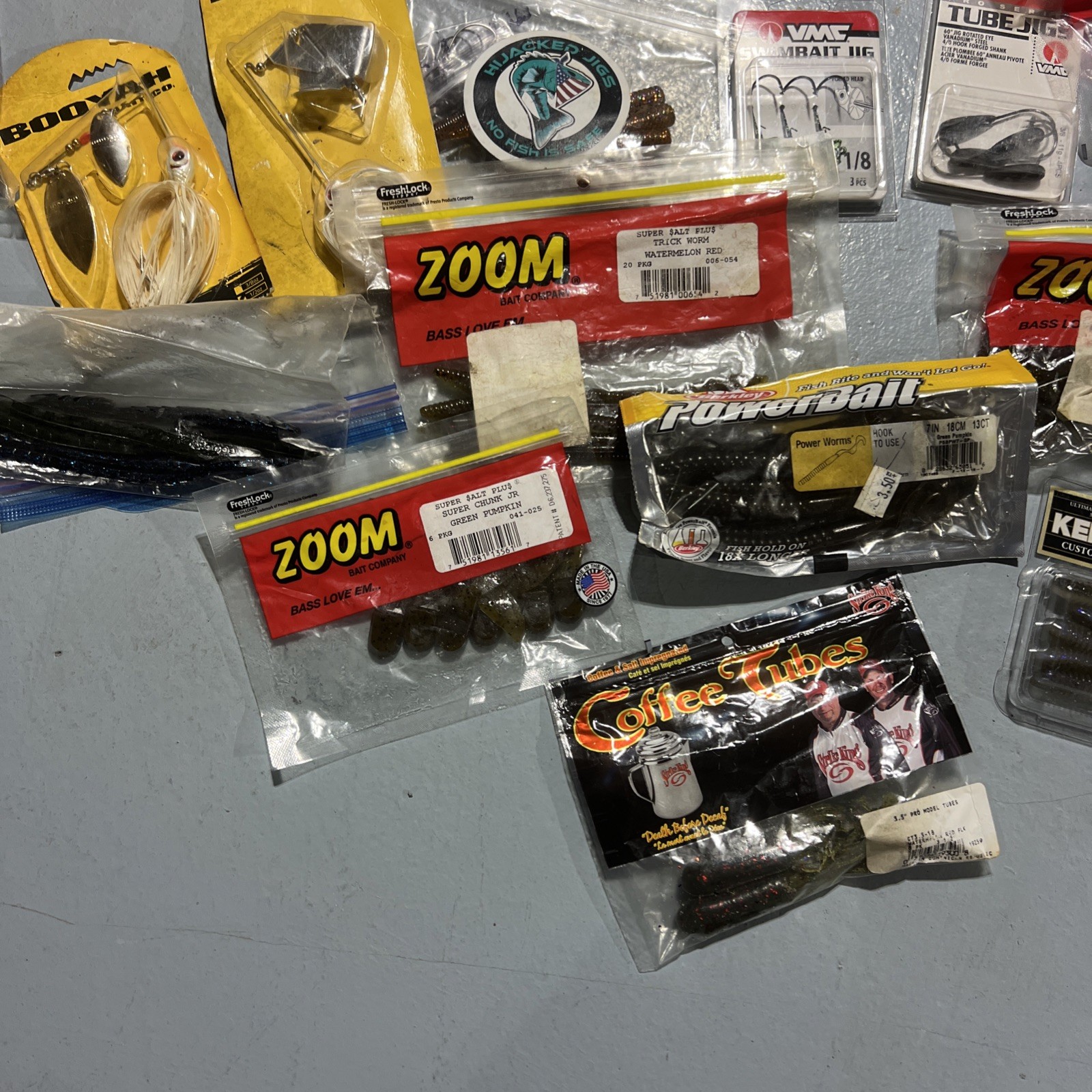 Lot Of Bass Fishing Baits Zoom Booyah VMC Bass Pro Powerbait Tubes Spinnerbaits - Image 3