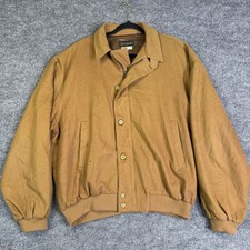 Vintage H Stockton Bomber Jacket Mens Large Light Brown 100% Cashmere USA Made