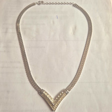 Christian Dior Logo Silver Tone Choker Style Pendant Necklace