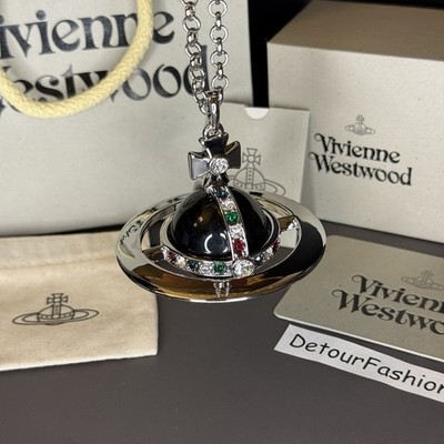 Vivienne Westwood Giant Orb Silver Black Nana Necklace Pendant