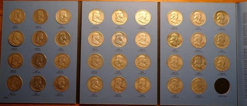 Franklin Half Dollar Complete Set of 35 Coins ~ 90% Silver
