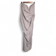 Pretty Little Thing Strapless Ruched Bodycon Midi Dress Womens 12 Tan Baddie NWT