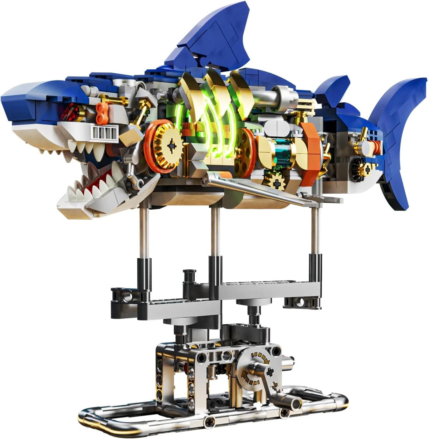 Mechanical Shark Building Block Set with Light 687PCS Movable Ocean Sea Animals