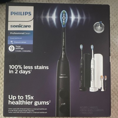 Philips Sonicare ProfessionalClean Electric Toothbrush 2-Pack, Pressure Control 