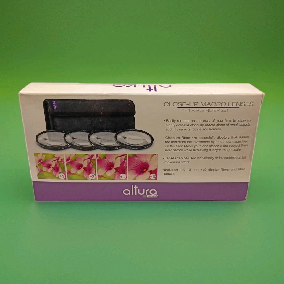 NEW Altura 52mm Close-Up Macro Filter Set +1 +2 +4 +10 Diopter w/ Pouch - Image 2 of 4