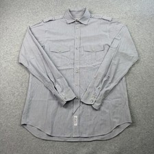 Rag & Bone Shirt Mens Medium Gray Check Military Epaulets Cotton Made in USA