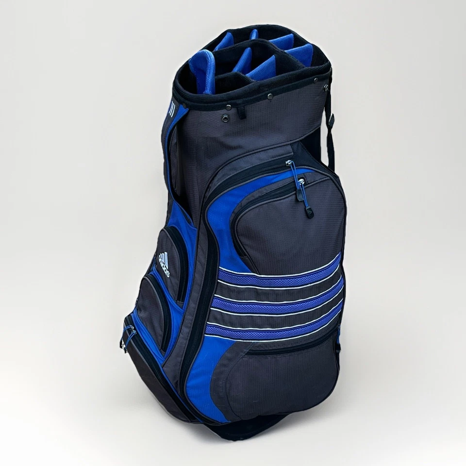 Bolsa de carrito de golf Adidas divisor de 14 vías 9 bolsillos gris azul negro | Excelente Foto 4 de 4