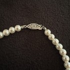 Vintage Faux Pearl & Rinestone Necklace With Faux Pearl Pendant 9" — photo 3