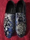 Venshine Mens Size 9.5 Blue Velvet Silver Sequin Slide On Formal Loafer Shoes — photo 2