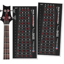 Bass Guitar Fretboard Note Map Decals/Stickers for Learning Small, Black