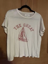 The Great $115 The Boxy Crew T-Shirt Graphic Sailboat Vintage ; 0 XS