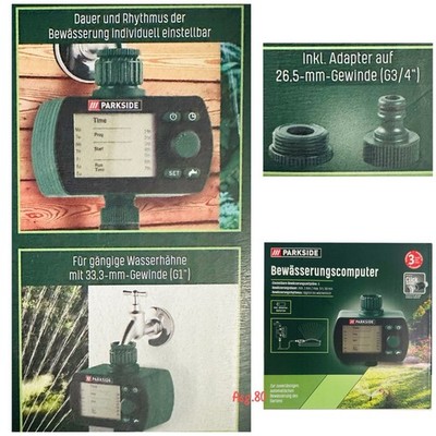 PARKSIDE Bewässerungscomputer 6 Zeitpläne programmierbar Click System
