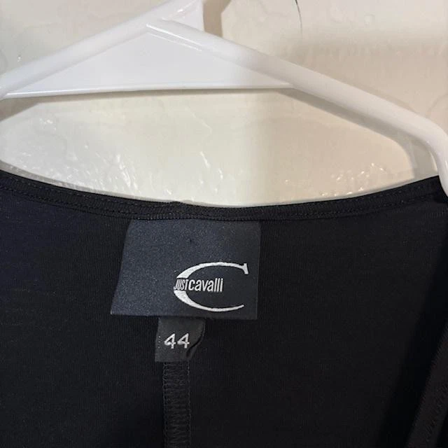 Camisa Just Cavalli para mujer 44 negra manga larga fruncida frontal elástica Top Foto 3 de 4