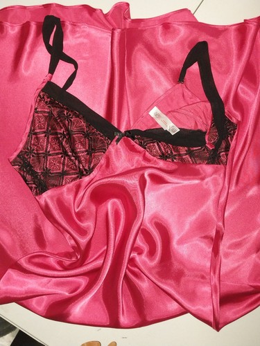 VTG SATIN SHINY G&O LINGERIE NIGHTGOWN NEGLIGEE RED PINK NEW - Picture 7 of 14