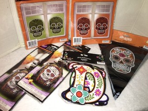 Day of The Dead Party Decorations, 2 Banners, 2 Window Posters, Candy Bags Skull