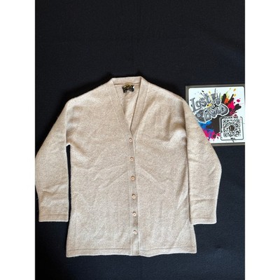 Eagle Cardigan Sweater Mens 40 Beige Excellent Vintage V-Neck Fuzzy Knit