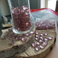 One Pound Bag Iridized Pink Glass Nuggets Gems Mosaic Craft Vase Filler
