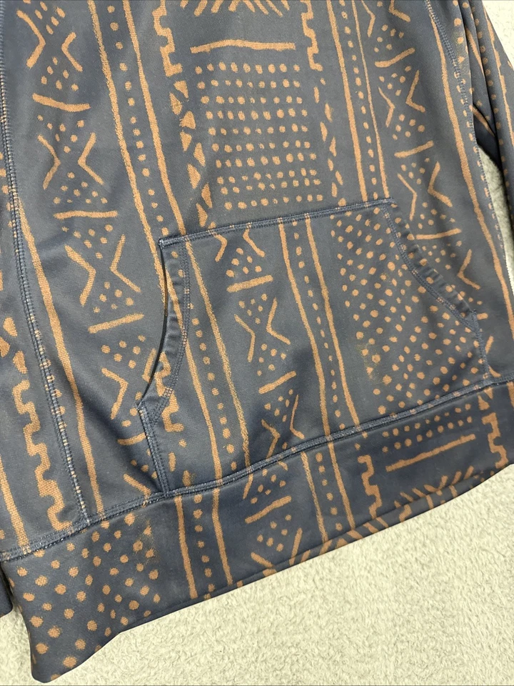 Sudadera con Capucha Burton Para Hombre Talla Mediana Azul Marino y Marrón Forrada de Vellón Pullover Snowboard Foto 3 de 4