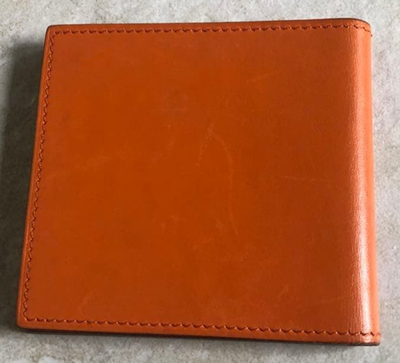 HERMES Orange Leather Compact Pocket Mirror 2001 Ginza Limited
