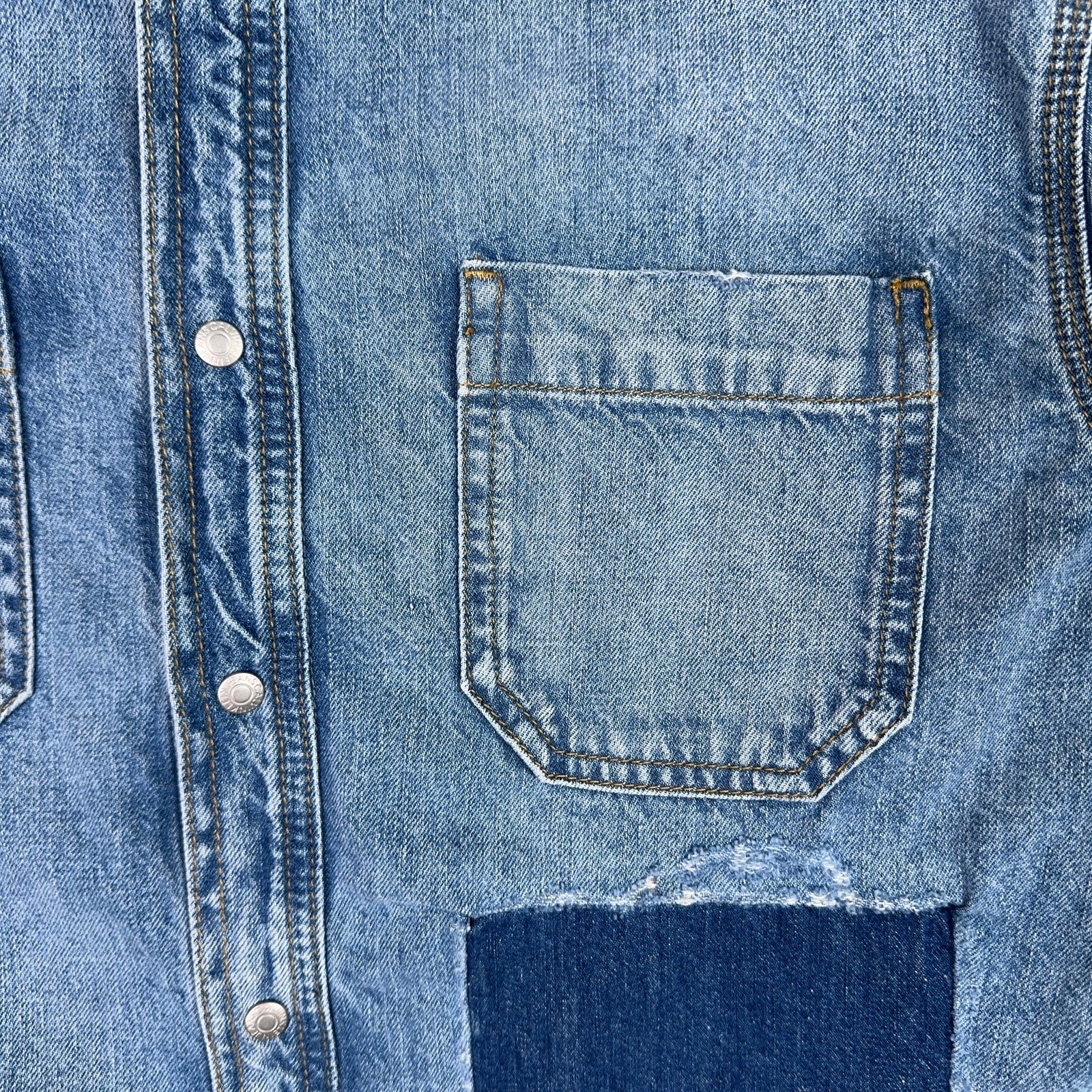 Calvin Klein Jeans Patchwork Snap Denim Shirt Jac… - image 4