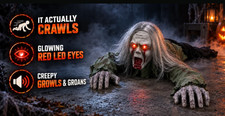 43" Crawling Zombie Halloween Prop Animated Moving Sound Light Up Eyes