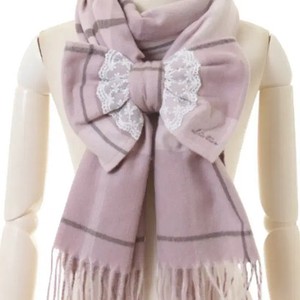 Rom&nd Lace Ribbon Check Muffler Pink Floral Elegant Accessory