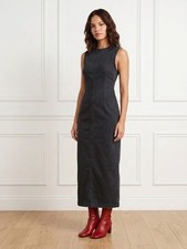 NWT Reformation Kendi Denim Midi in Washed Black Sleeveless Stretch Dress 10