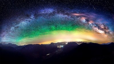 Anime scenery sky stars space mountains night rocky Play Gaming Mat Desk Game