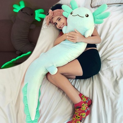 Soft Stuffed Axolotl Plush Glow-in-Dark Stuffed Animal 48'', 4ft Green Plush ...