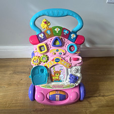 VTech First Steps Baby Walker Pink/Purple Sound Music Lights Play Tray 80-077800