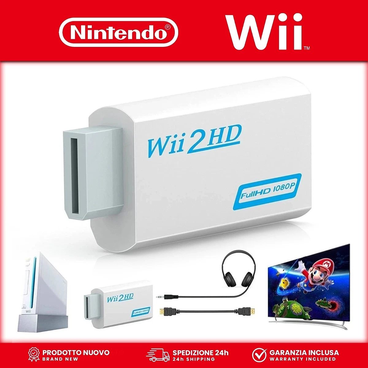 Adattatore Wii a HDMI Full HD 1080p 🔌 Convertitore Wii2HD + Audio Jack 3.5mm ✅