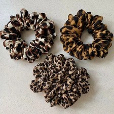 1/3pcs Leopard Print Hair Scrunchies Set, Dark and Light Leopard - Patterned Hai