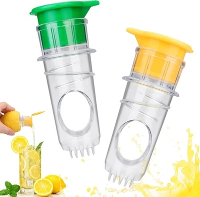 FOWSRHRG 2PCS Mini Lemon Squeezer, Screw Top Lemon Juicer with Built-in Filter, Small Lim