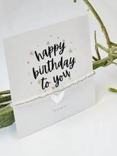 Happy Birthday to you - Stars - Birthday Gifts For Women. Beaded Silver