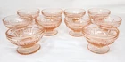 10 Federal Depression Glass Pink Sharon Cabbage Rose Footed Sherbets - EXCELLENT